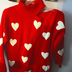 Red/white heart sweater